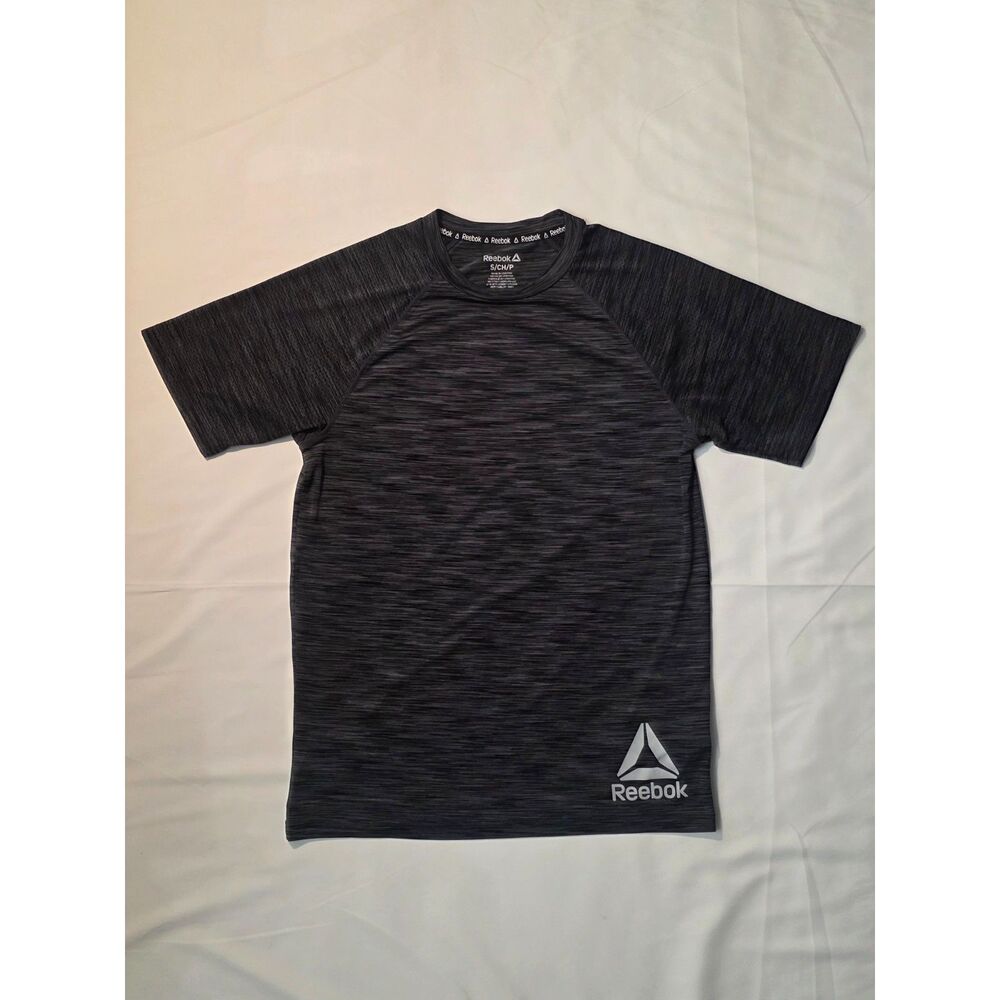 Reebok Men's Size Small Dark Grey Space Dye Delta Logo Athletic Workout T-Shirt